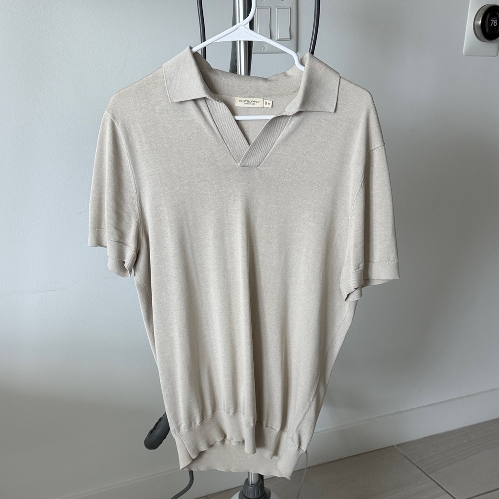 Suit supply beige Short Sleeve Polo Shirt